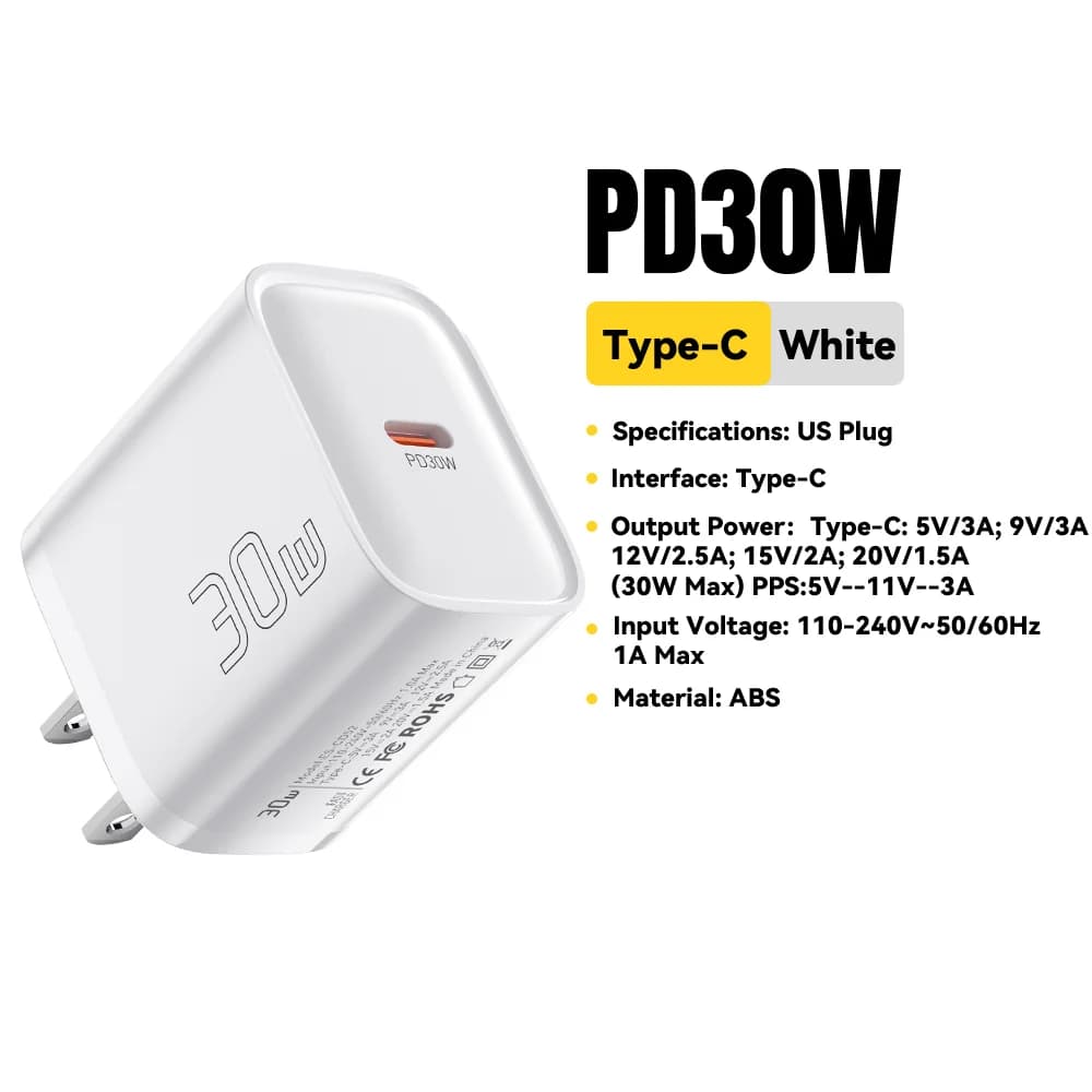 Mini USB-C PD Γρήγορος Φορτιστής 30W