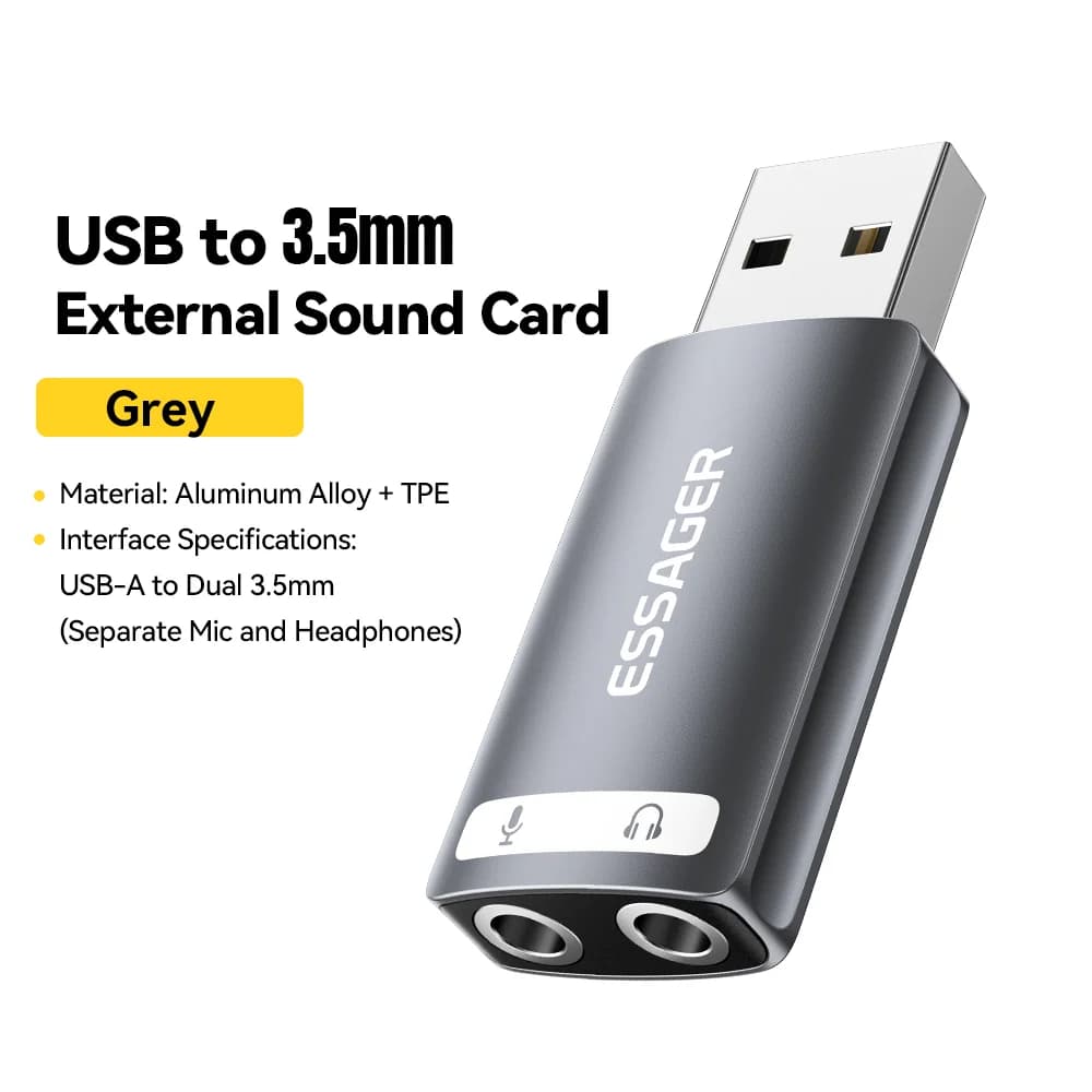 Εξωτερική Κάρτα Ήχου USB με Προσαρμογέα Ήχου 3.5mm