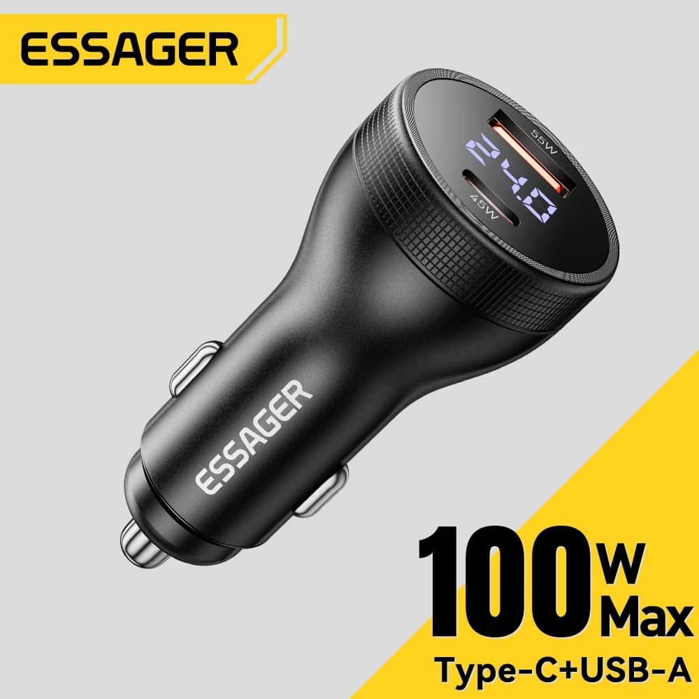 Φορτιστής αυτοκινήτου USB-C 100W με ψηφιακή οθόνη