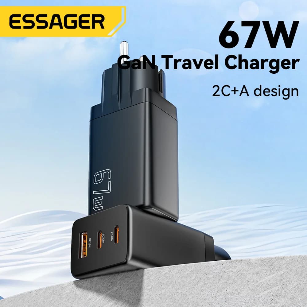 Φορτιστής GaN USB Type-C με Επιλογές Πρίζας EU/KR
