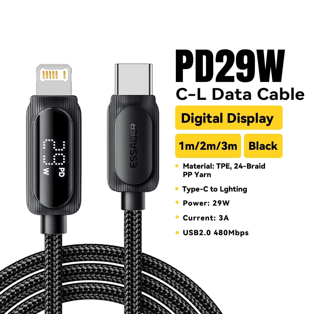 Καλώδιο USB-C σε Lightning 29W με Ψηφιακή Οθόνη