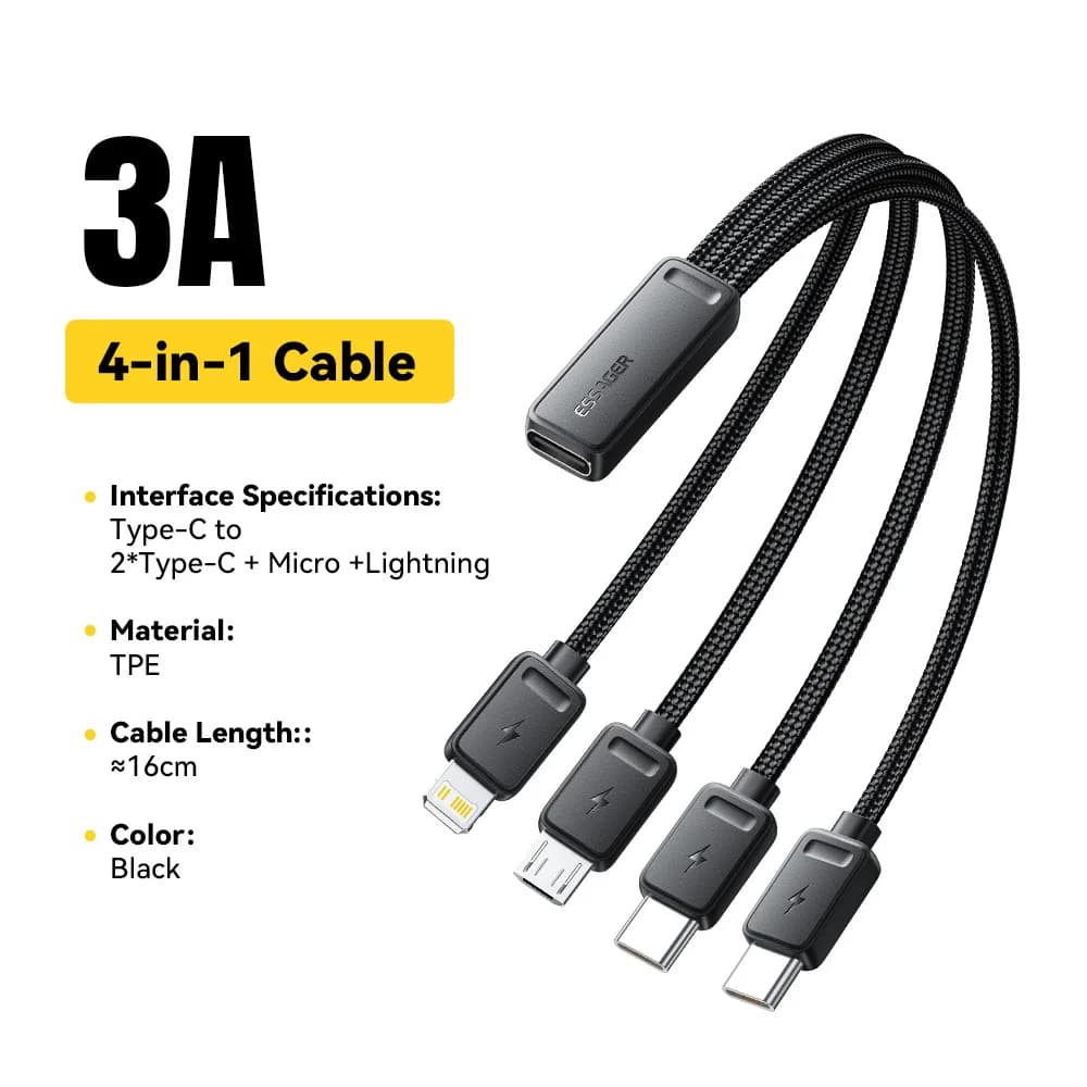 Φορητό Πολυκαλώδιο Φόρτισης 4 σε 1 Multi USB