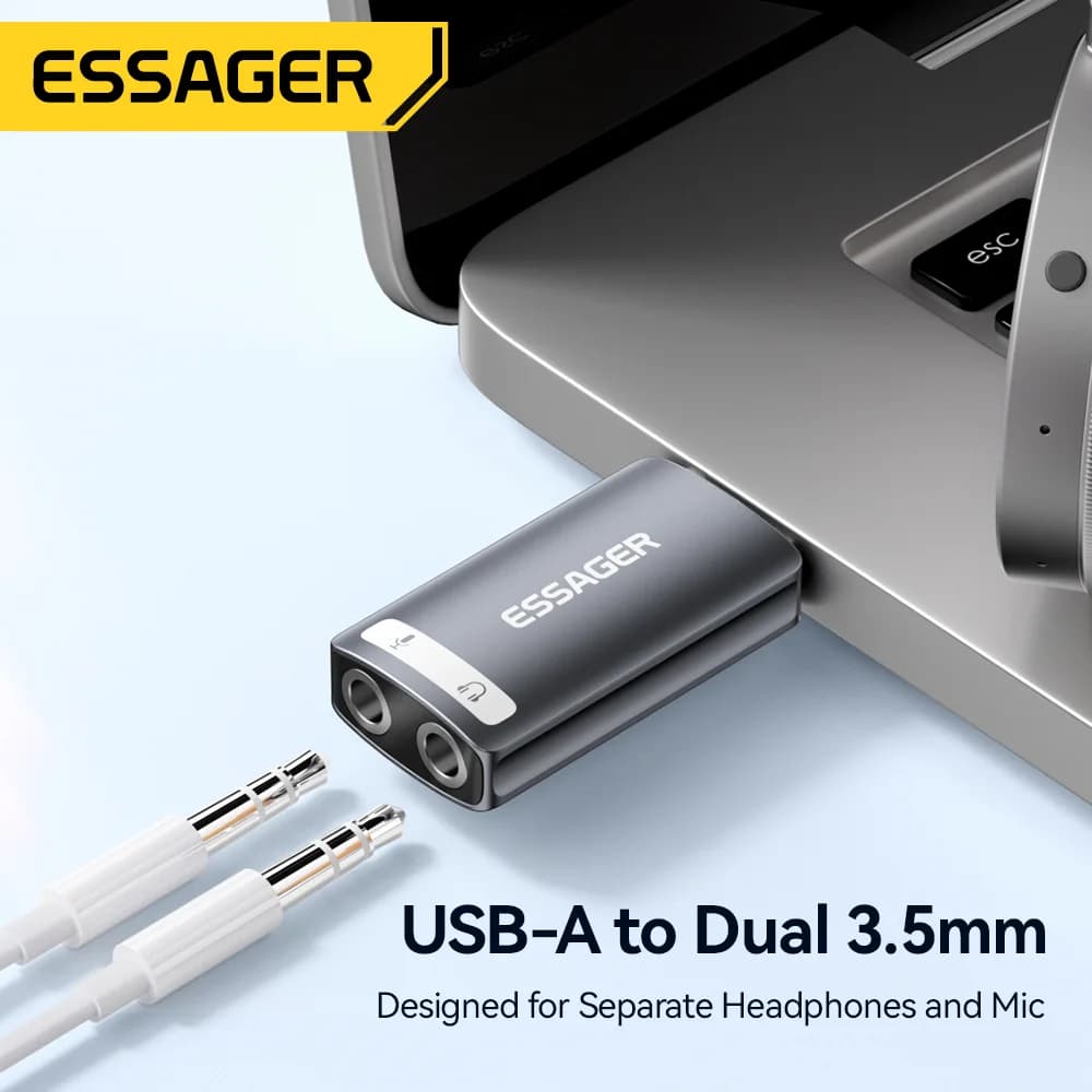 Εξωτερική Κάρτα Ήχου USB με Προσαρμογέα Ήχου 3.5mm