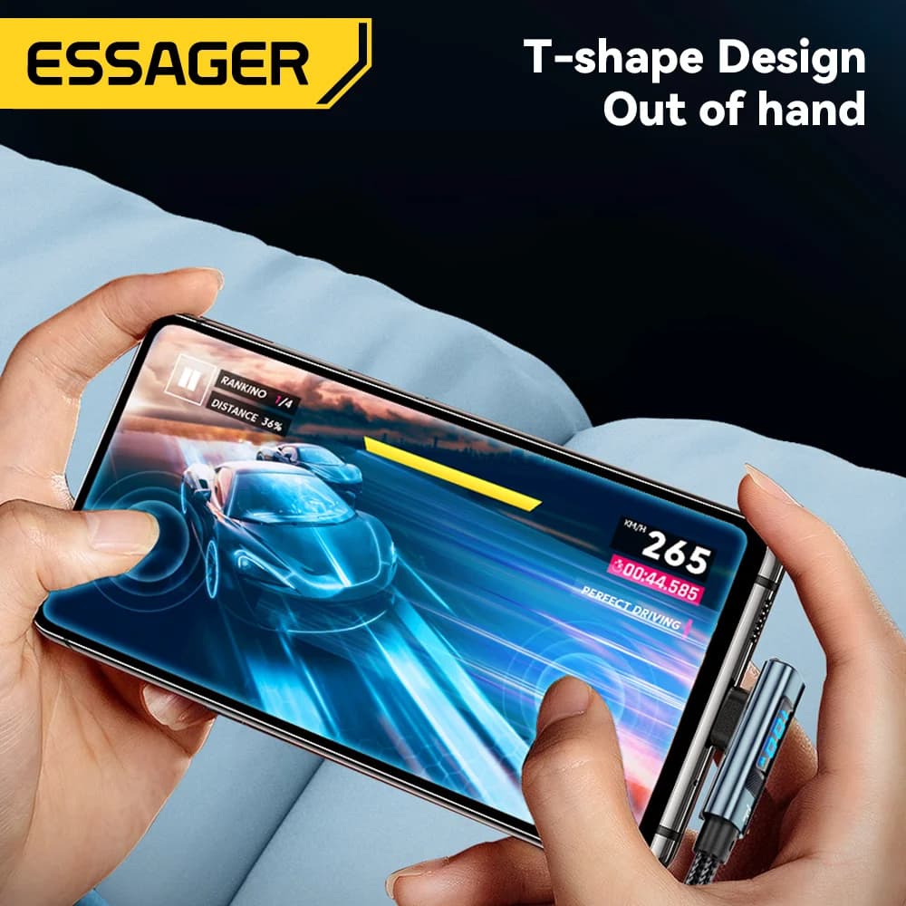 Καλώ USB-C Γωνιακό 7A 100W με Ψηφιακή Οθόνη