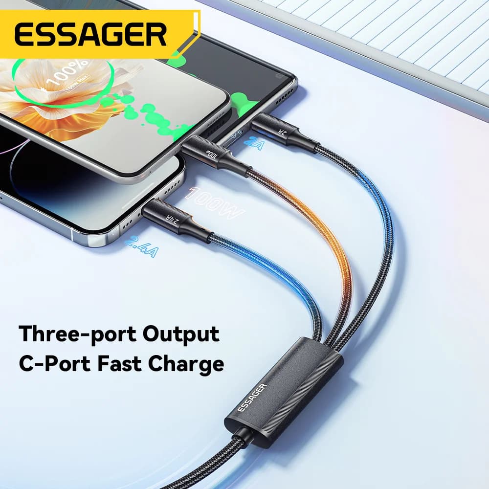 Καλώ Φόρτισης 3-σε-1 USB-C σε Lightning 100W