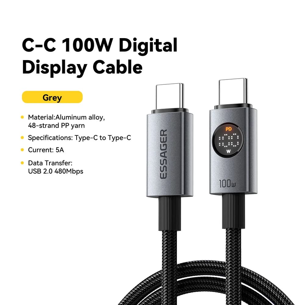 Καλώδιο USB-C σε USB-C 100W με Ψηφιακή Οθόνη
