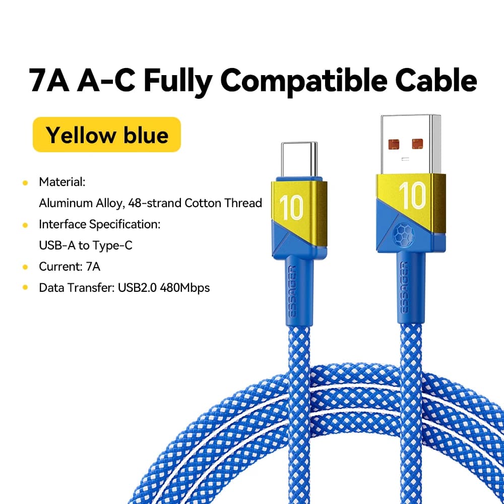 Καλώδιο Super Fast Charging USB-C 100W 7A Χρώματα Ομάδων