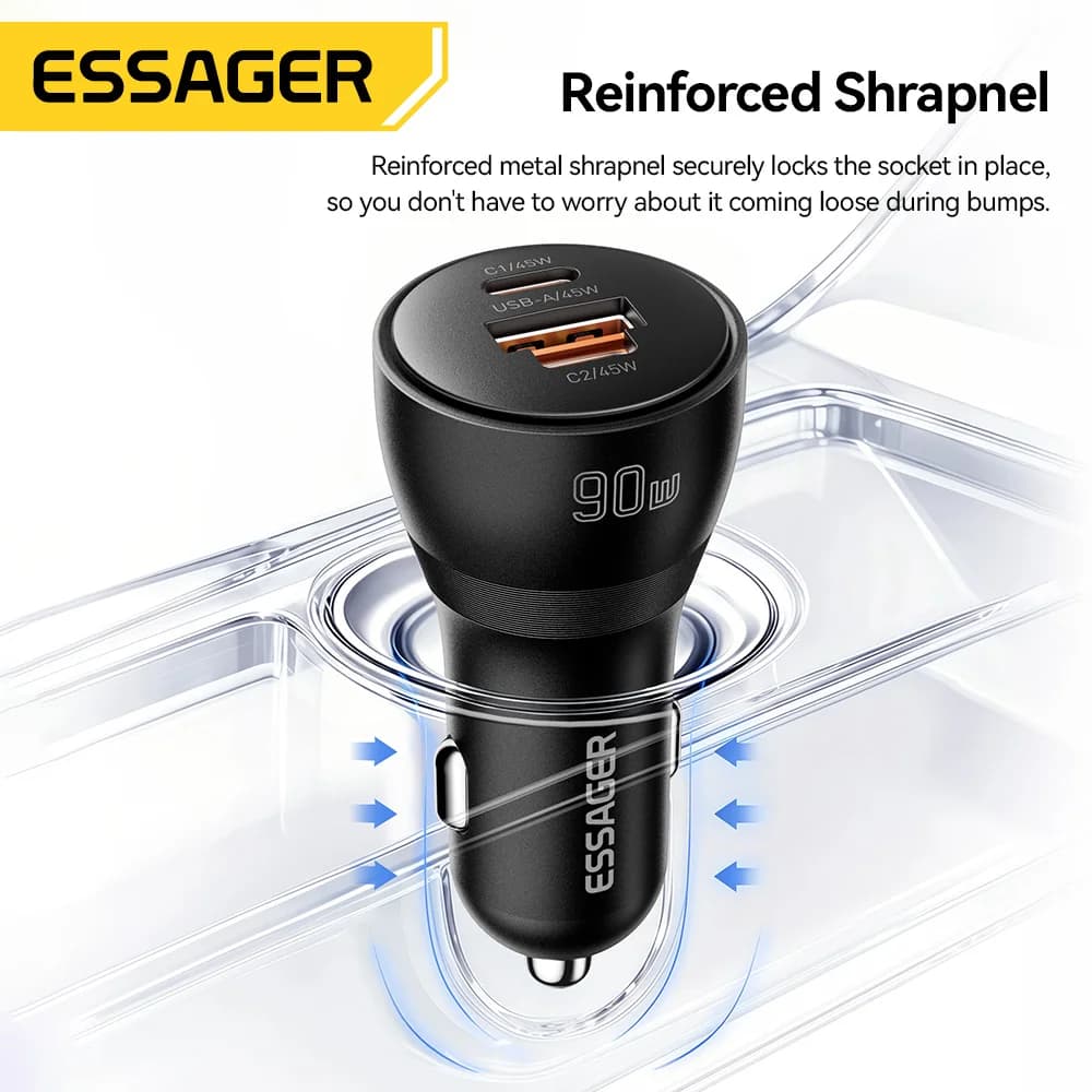 Φορτιστής Αυτοκινήτου Γρήγορης Φόρτισης USB Type-C PD 90W