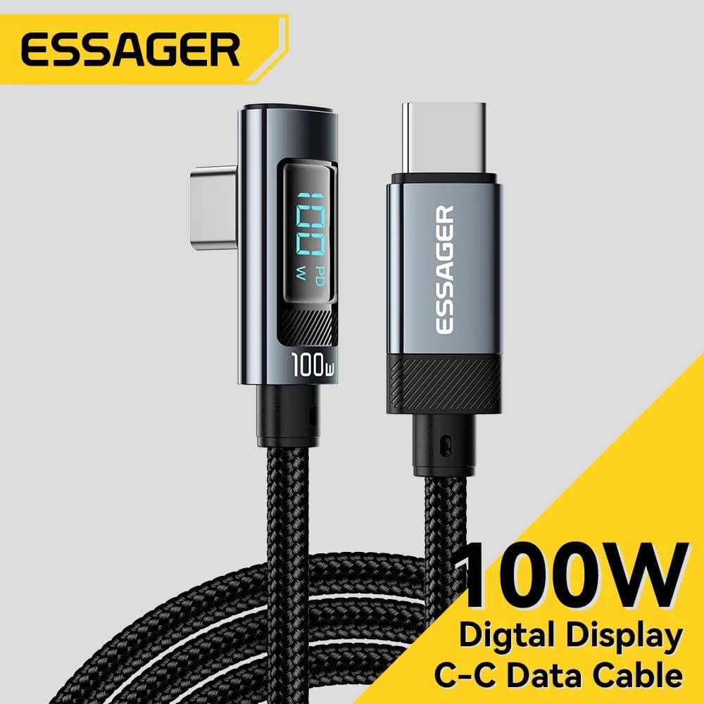 Καλώ USB-C 90-μοιρών με Οθόνη LED 100W 5A
