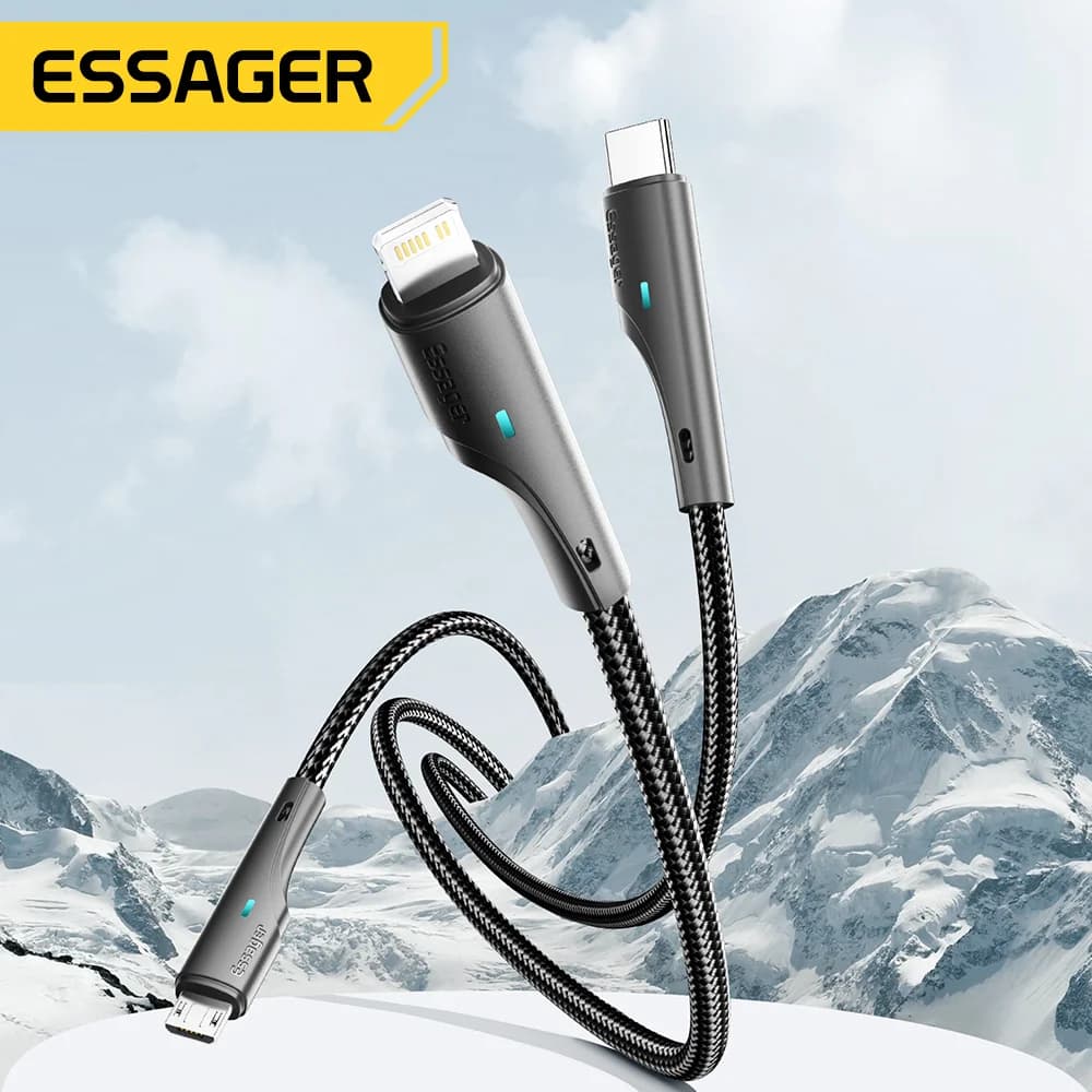 Καλώ Φόρτισης USB-C Micro USB Lightning 3-σε-1