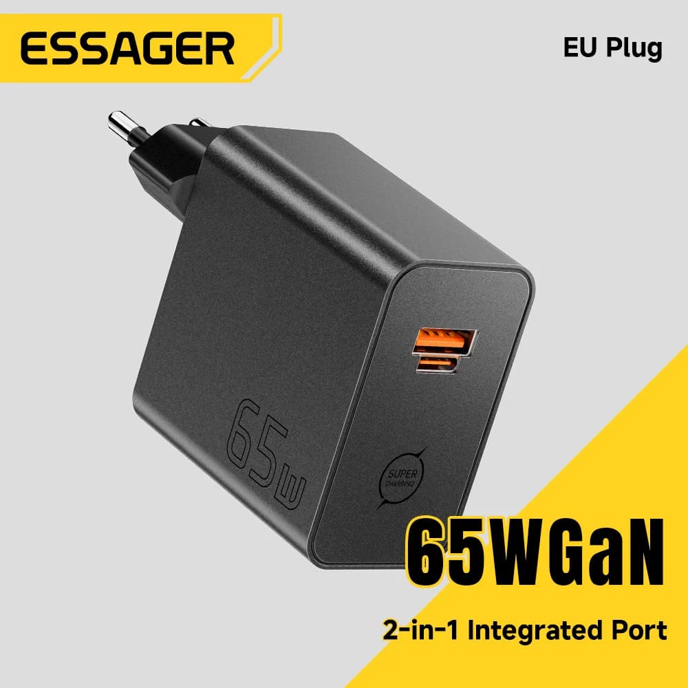 Γρήγορος Φορτιστής GaN 65W 2-σε-1 USB Type-C