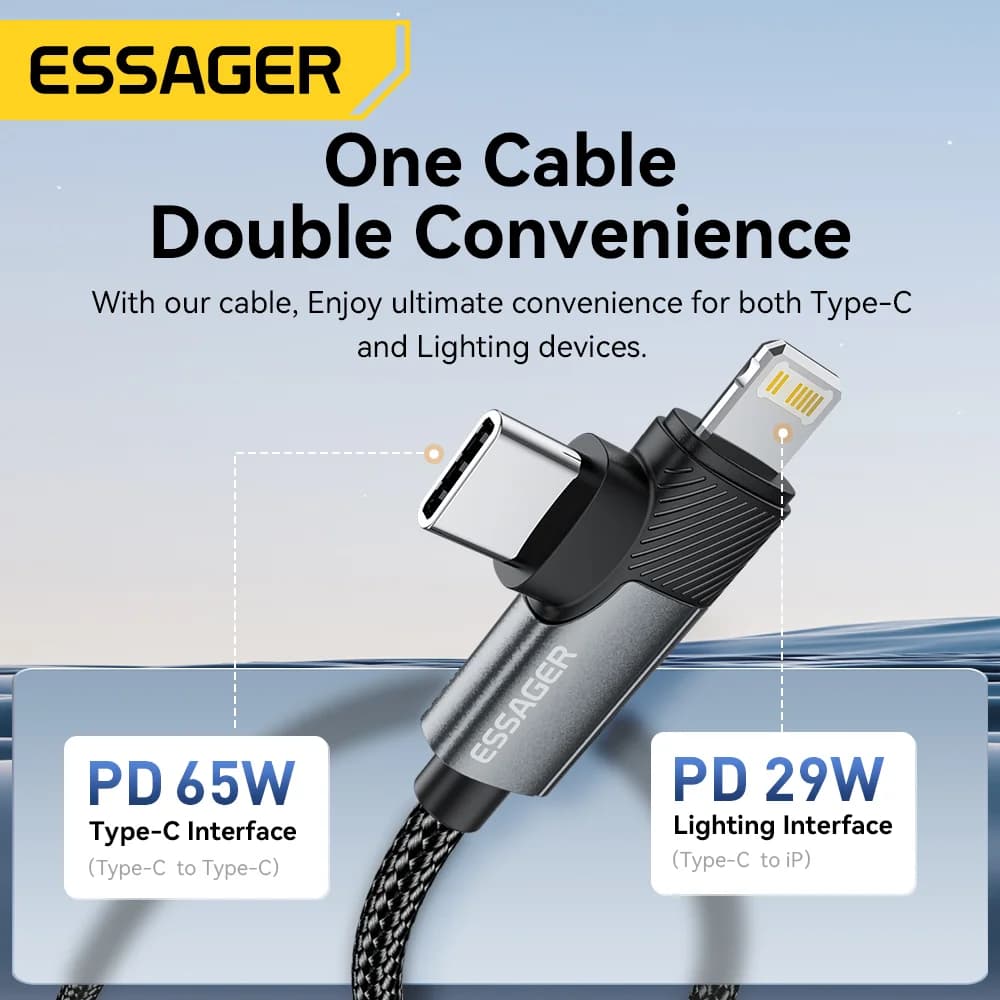 Καλώ USB-C σε Lightning 65W 2-σε-1