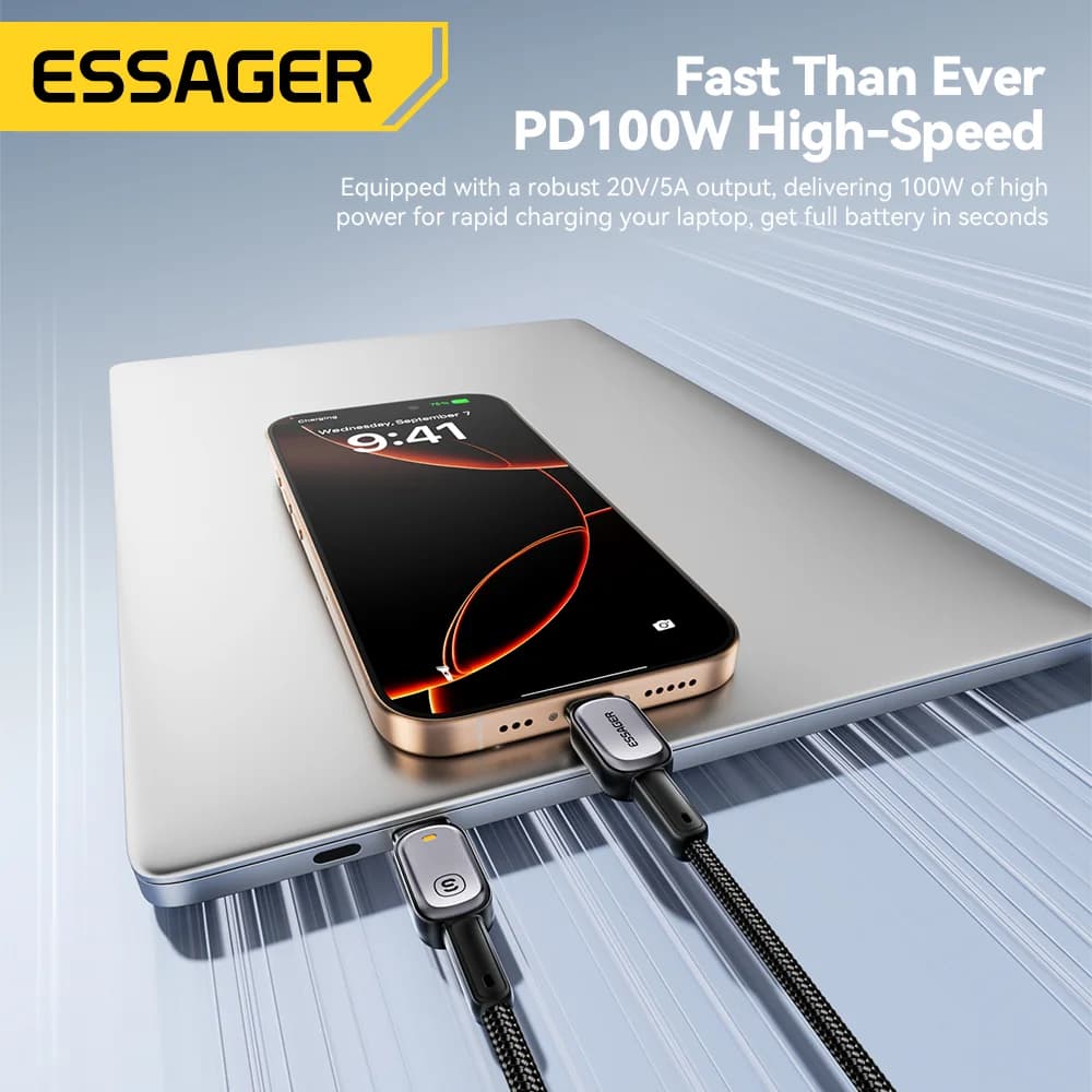 Καλώ LED 100W USB-C σε USB-C, Γρήγορη Φόρτιση PD 5A
