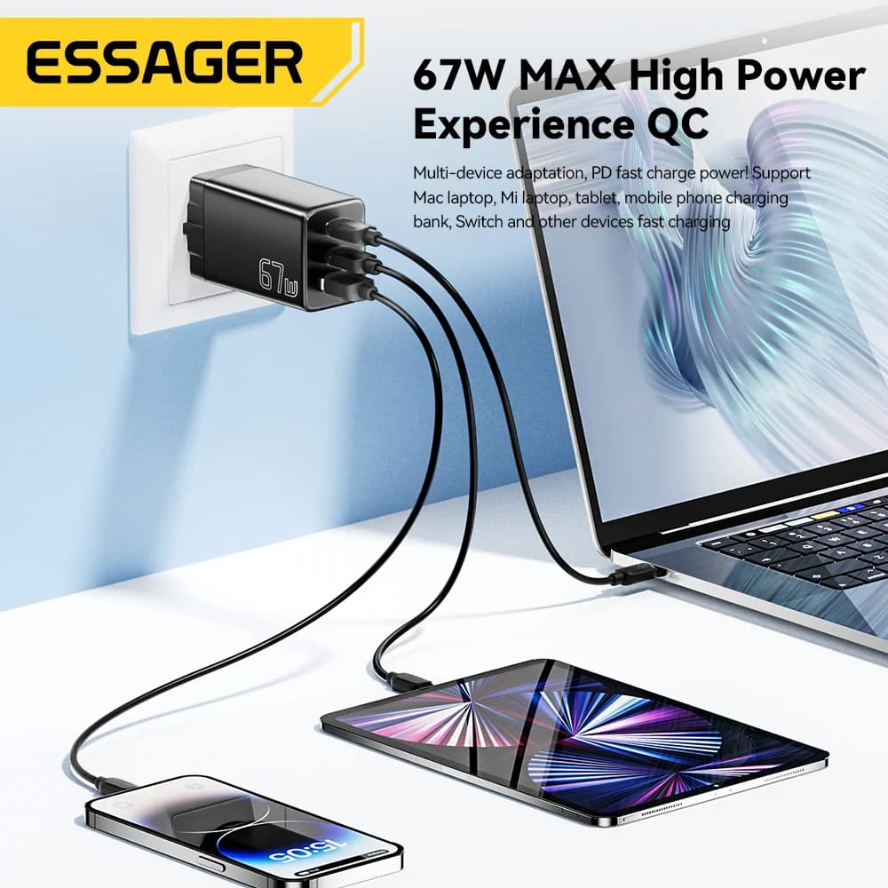 Φορτιστής GaN USB Type-C με Επιλογές Πρίζας EU/KR